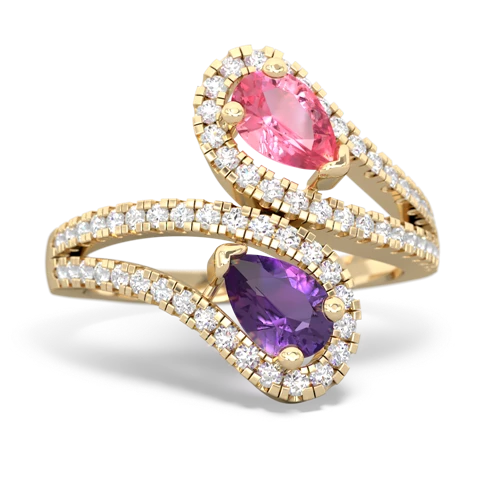 pink sapphire-amethyst pave swirls ring