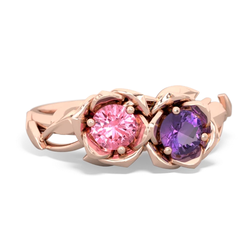 Lab Pink Sapphire Lab Created Pink Sapphire with Genuine Amethyst Rose Garden ring Ring