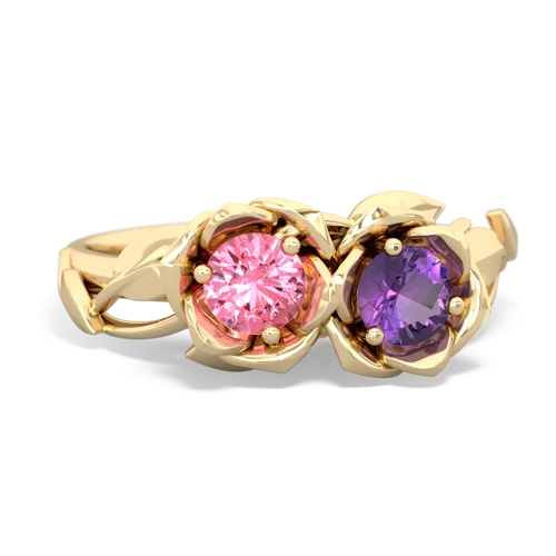 pink sapphire-amethyst roses ring