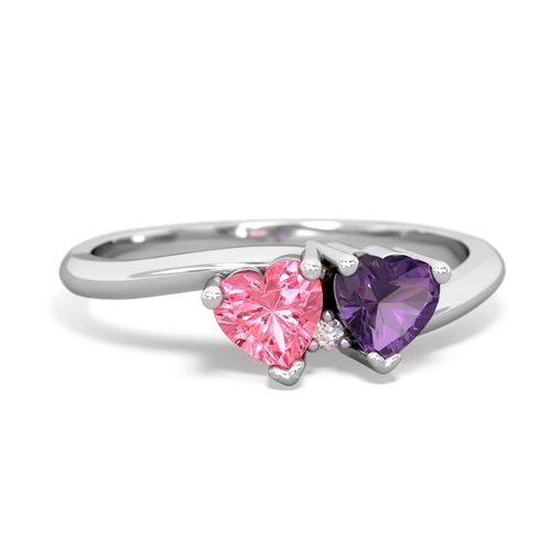 Lab Pink Sapphire Lab Created Pink Sapphire with Genuine Amethyst Sweetheart's Promise ring Ring
