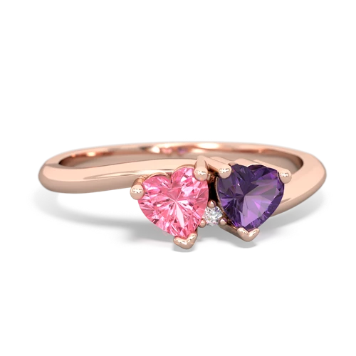 pink sapphire-amethyst sweethearts promise ring