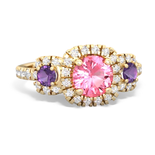 pink sapphire-amethyst three stone regal ring