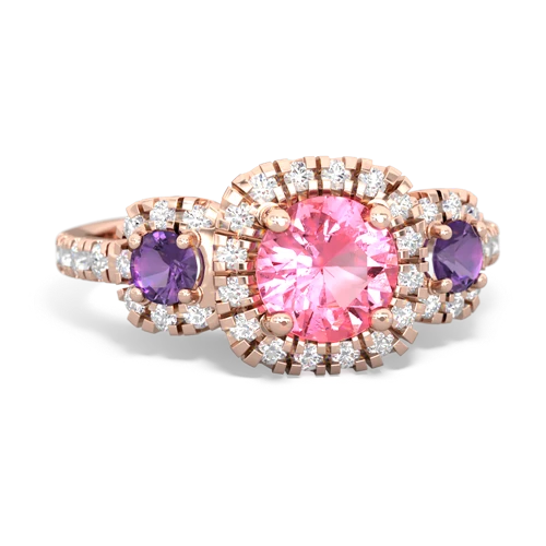 pink sapphire-amethyst three stone regal ring