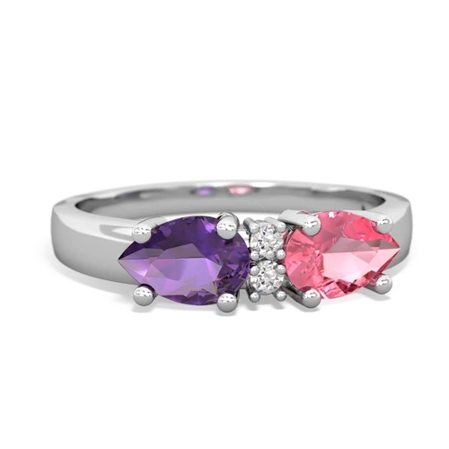 Lab Pink Sapphire Lab Created Pink Sapphire with Genuine Amethyst Pear Bowtie ring Ring