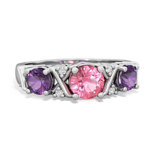 Lab Pink Sapphire Lab Created Pink Sapphire with Genuine Amethyst and  Hugs and Kisses ring Ring