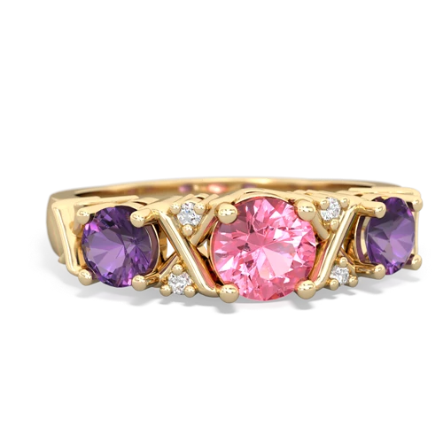 pink sapphire-amethyst timeless ring