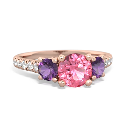 pink sapphire-amethyst trellis pave ring