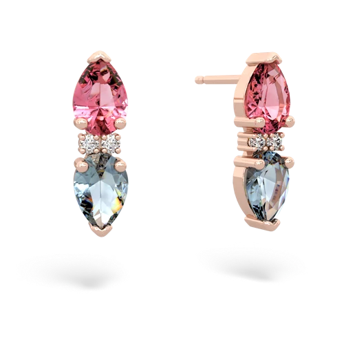 pink sapphire-aquamarine bowtie earrings