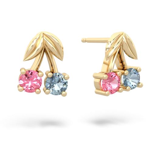 pink sapphire-aquamarine cherries earrings
