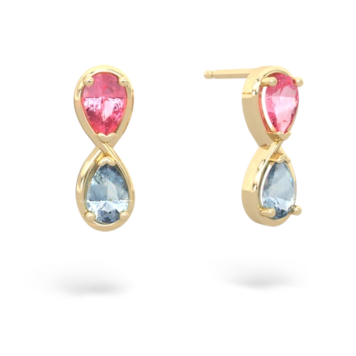 pink sapphire-aquamarine infinity earrings