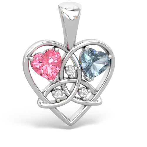 pink sapphire-aquamarine celtic heart pendant