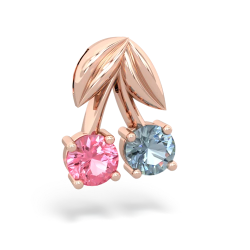 pink sapphire-aquamarine cherries pendant