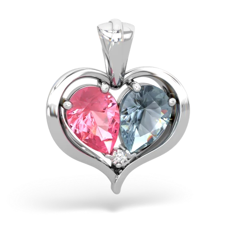 pink sapphire-aquamarine half heart whole pendant