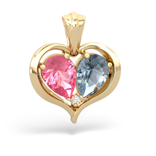 pink sapphire-aquamarine half heart whole pendant