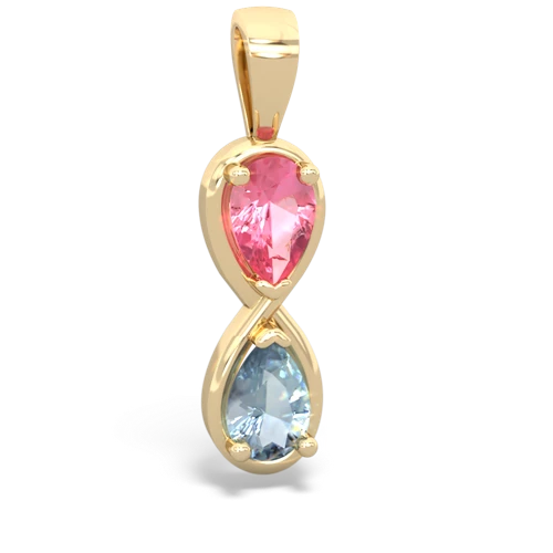 pink sapphire-aquamarine infinity pendant