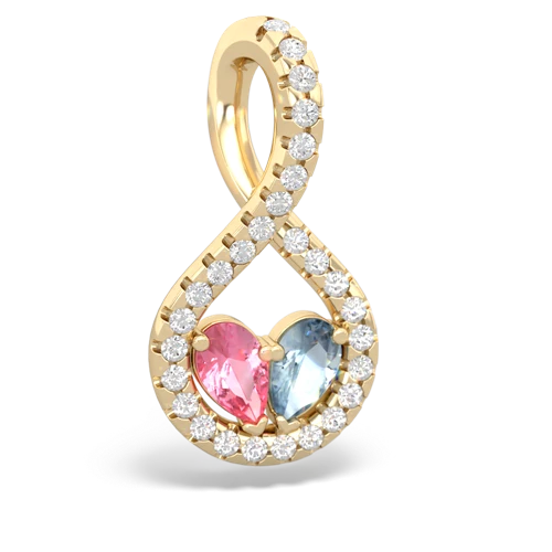 pink sapphire-aquamarine pave twist pendant