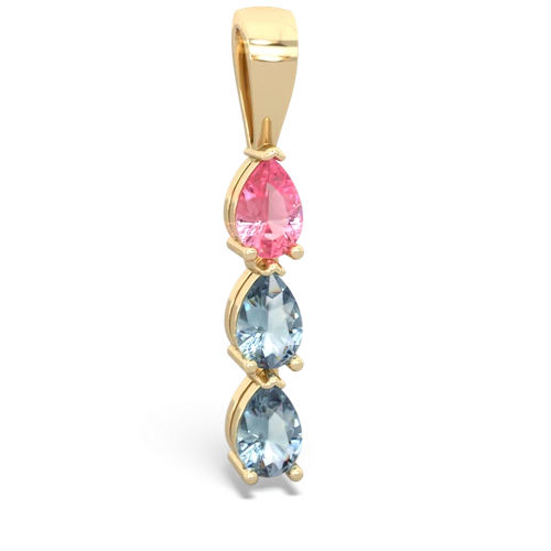 pink sapphire-aquamarine three stone pendant