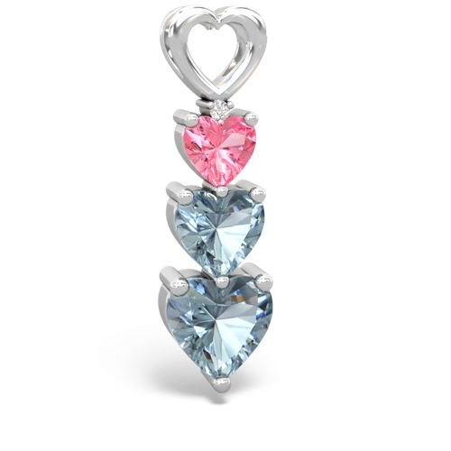 pink sapphire-aquamarine three stone pendant