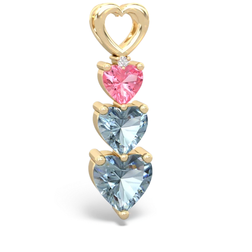 Lab Created Pink Sapphire with Genuine Aquamarine and Genuine Sapphire Past Present Future pendant