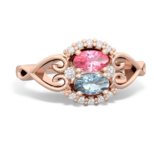 Lab Pink Sapphire Lab Created Pink Sapphire with Genuine Aquamarine Love Nest ring Ring