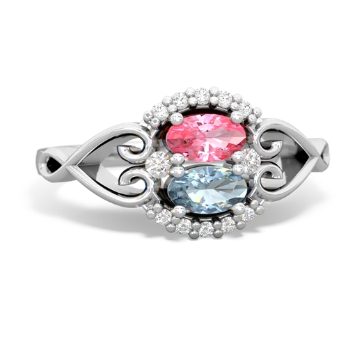 pink sapphire-aquamarine antique keepsake ring