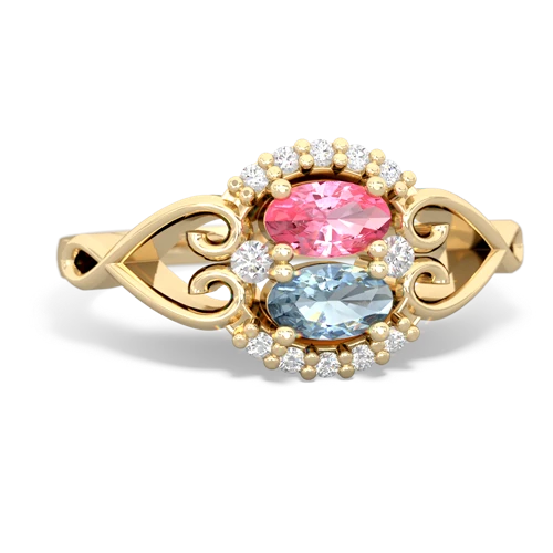 pink sapphire-aquamarine antique keepsake ring