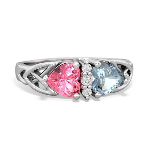 pink sapphire-aquamarine celtic ring