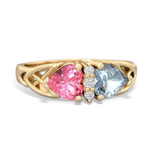 pink sapphire-aquamarine celtic ring