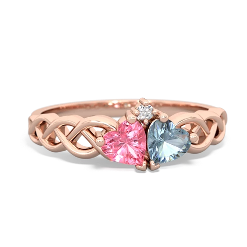 pink sapphire-aquamarine celtic braid ring