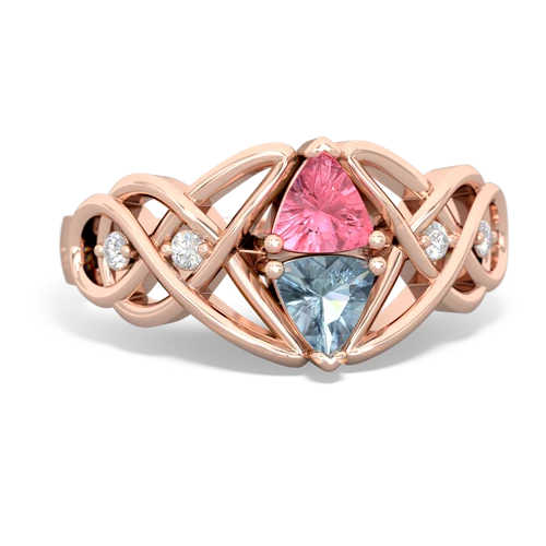 Lab Pink Sapphire Lab Created Pink Sapphire with Genuine Aquamarine Keepsake Celtic Knot ring Ring