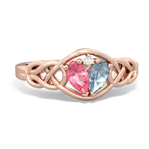 Lab Pink Sapphire Lab Created Pink Sapphire with Genuine Aquamarine Celtic Love Knot ring Ring