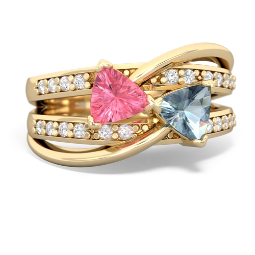 Lab Pink Sapphire Lab Created Pink Sapphire with Genuine Aquamarine Bowtie ring Ring