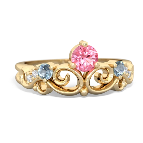 Lab Pink Sapphire Lab Created Pink Sapphire with Genuine Aquamarine and  Crown Keepsake ring Ring