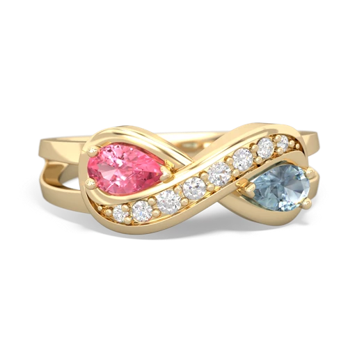 Lab Pink Sapphire Lab Created Pink Sapphire with Genuine Aquamarine Diamond Infinity ring Ring