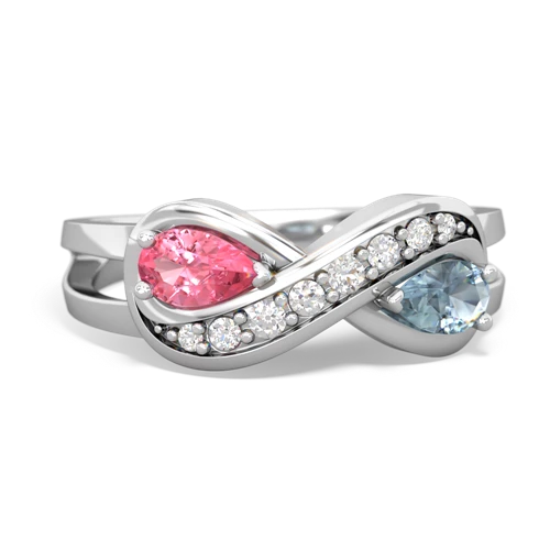 pink sapphire-aquamarine diamond infinity ring