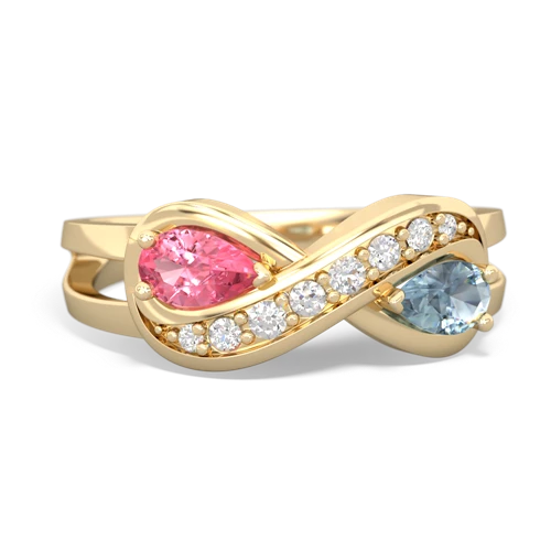 pink sapphire-aquamarine diamond infinity ring