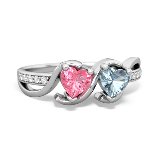Lab Pink Sapphire Lab Created Pink Sapphire with Genuine Aquamarine Side by Side ring Ring