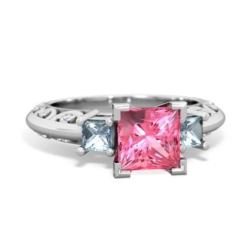 pink sapphire-aquamarine engagement ring