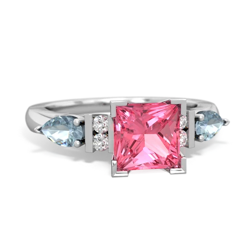 Lab Pink Sapphire Lab Created Pink Sapphire with Genuine Aquamarine and  Engagement ring Ring
