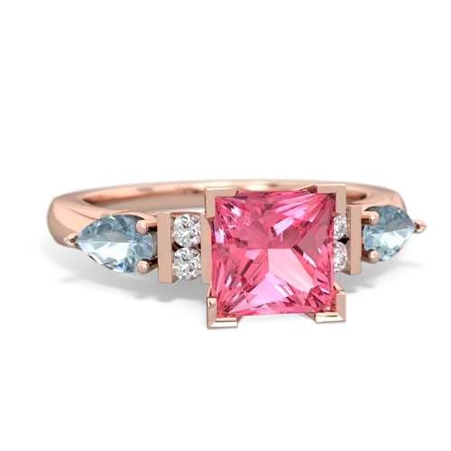 pink sapphire-aquamarine engagement ring