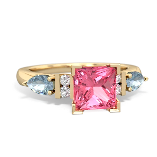 pink sapphire-aquamarine engagement ring