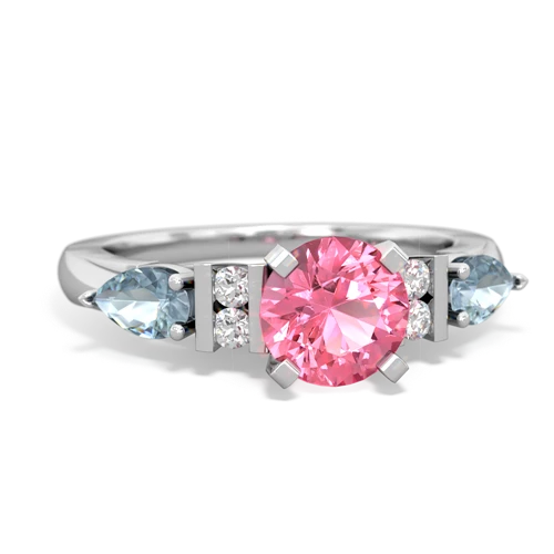 Lab Pink Sapphire Lab Created Pink Sapphire with Genuine Aquamarine and  Engagement ring Ring