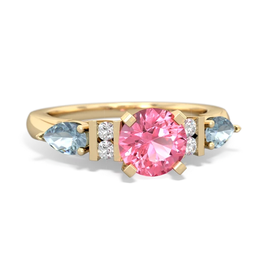 pink sapphire-aquamarine engagement ring