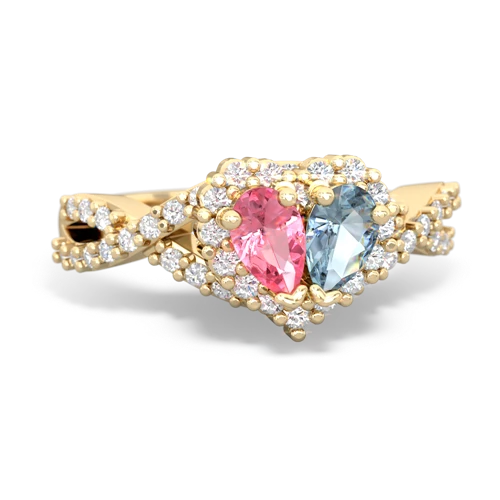 pink sapphire-aquamarine engagement ring