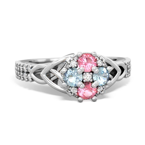 pink sapphire-aquamarine engagement ring