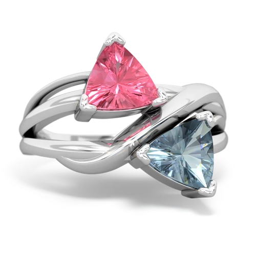 Lab Pink Sapphire Lab Created Pink Sapphire with Genuine Aquamarine Split Band Swirl ring Ring