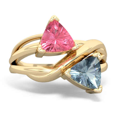 pink sapphire-aquamarine filligree ring