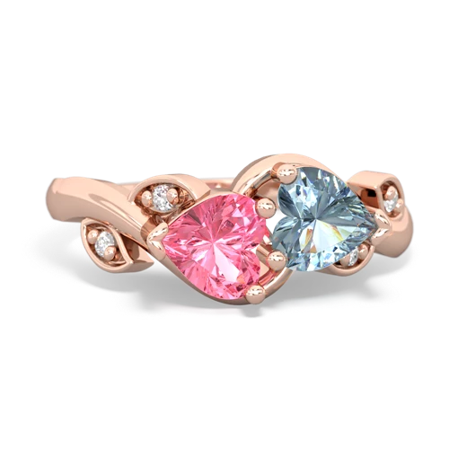 pink sapphire-aquamarine floral keepsake ring