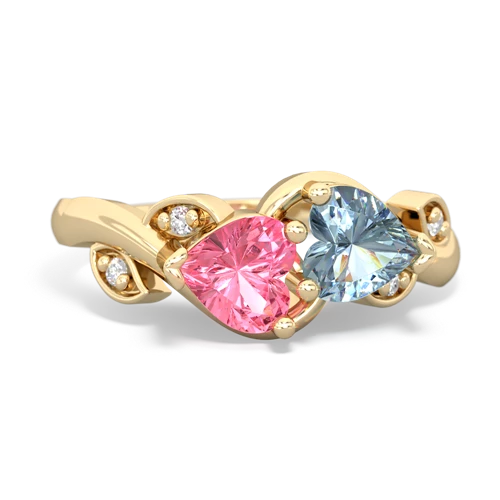 pink sapphire-aquamarine floral keepsake ring