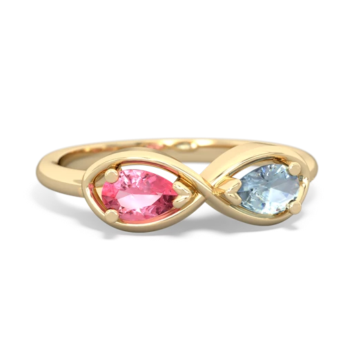 pink sapphire-aquamarine infinity ring